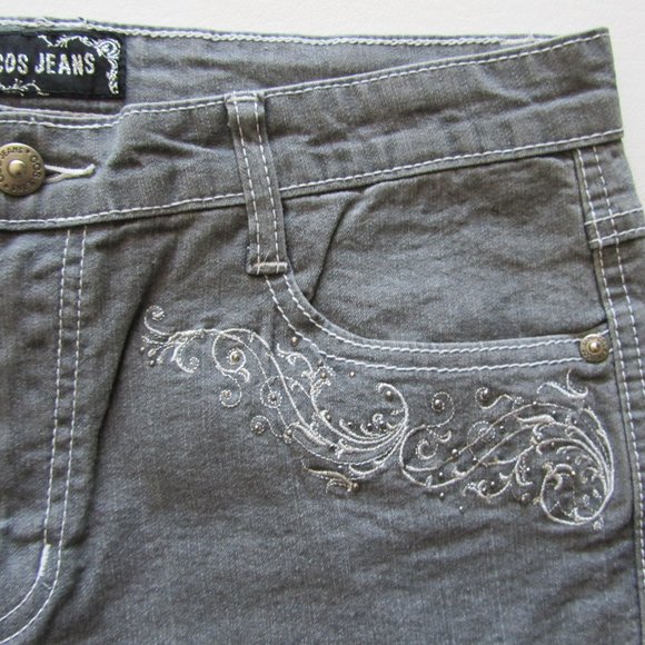 New Women’s COS Jeans Med Rise Gray Embroidered Flap Pockets Jeans size 10 - Picture 7 of 12